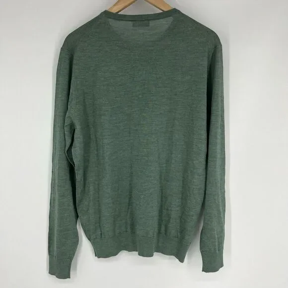 Tincati Milano Sweater Size 52 Mens XL Green Cashmere Silk Crew Neck Pullover